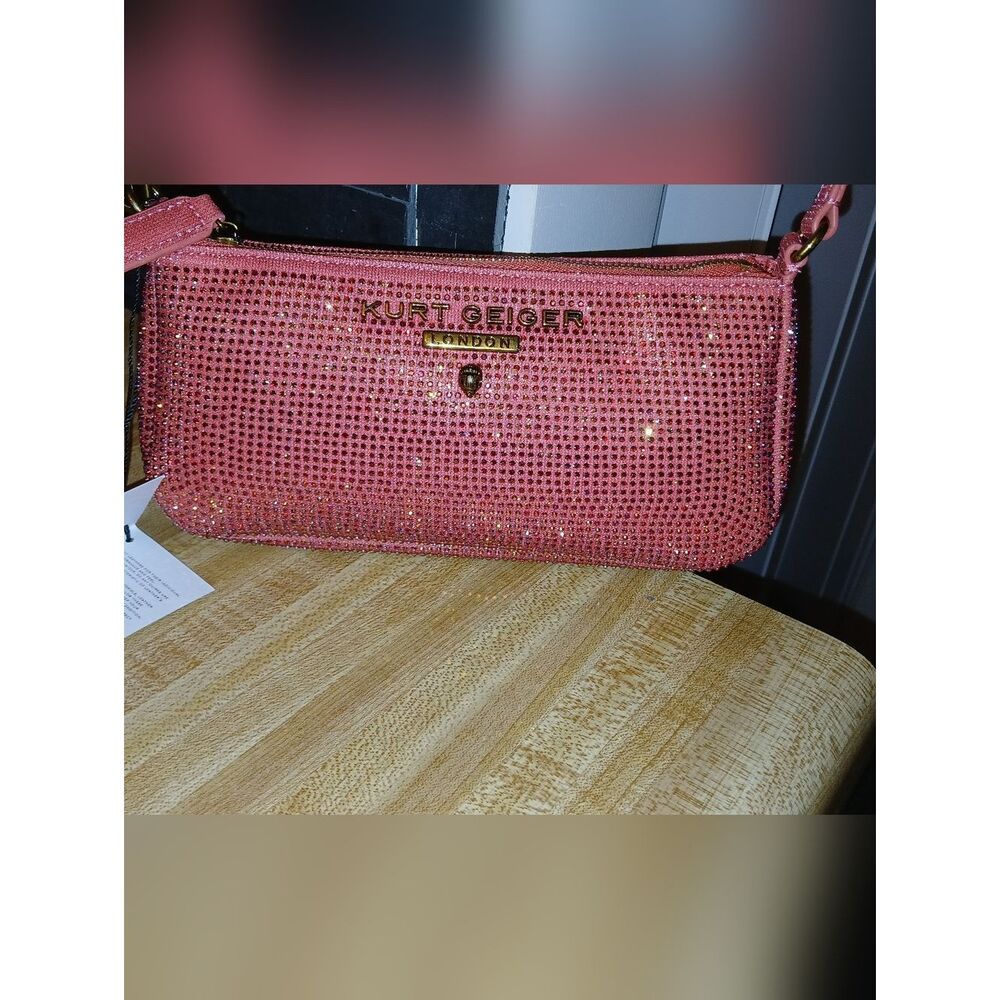 Kurt Geiger Coral Pink Crystal-Embellished bag - Picture 2 of 8
